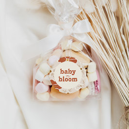 Pegatina Redonda Bebé de arco floral retro Groovy en floración | Bo