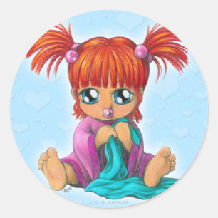 Pegatina Redonda Bebé de Chibi