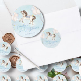 Pegatina Redonda Bebé de cuento de hadas Pony Blue globo star Showe