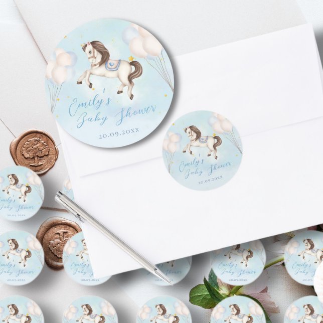 Pegatina Redonda Bebé de cuento de hadas Pony Blue globo star Showe (Subido por el creador)