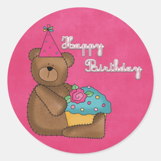 Pegatina Redonda bebé de cumpleaños (Anverso)