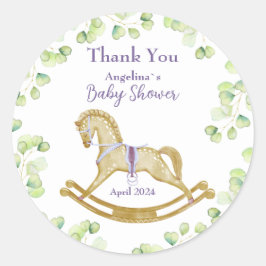 Pegatina Redonda Bebé de ducha Gracias