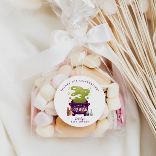 Pegatina Redonda Bebé de Halloween está preparando Baby Shower de C (Subido por el creador)