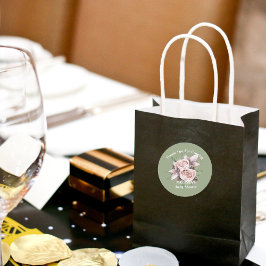 Pegatina Redonda Bebé de invierno en flor rosado pinecones florales