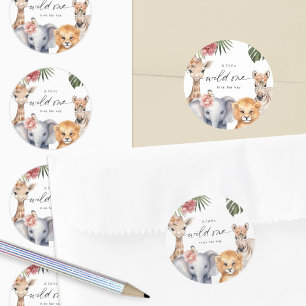 Pegatina Redonda Bebé de Safari lindo Chica pegatinas de focas de d