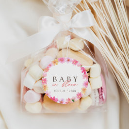 Pegatina Redonda Bebé de verano floral colorido en flor silvestre f