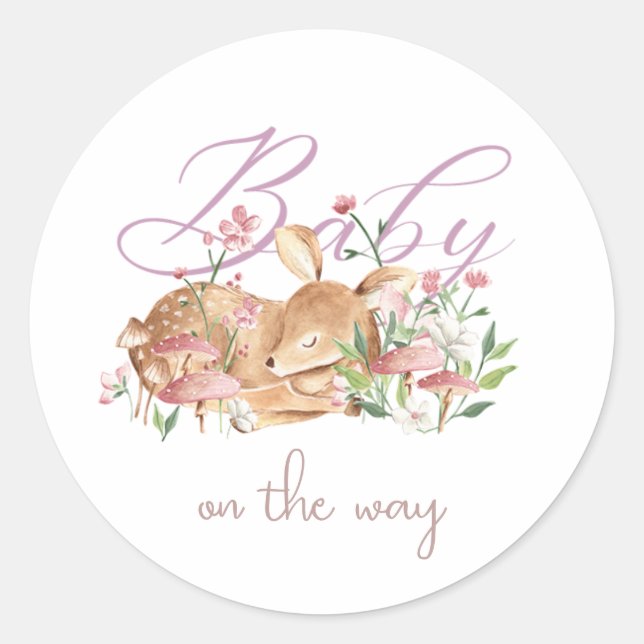 Pegatina Redonda Bebé dulce durmiendo en el jardín de Woodland (Anverso)