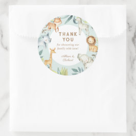 Pegatina Redonda Bebé dulce safari animales sage ducha bebé