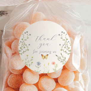 Pegatina Redonda Bebé en Bloom Baby Shower Gracias Pegatinas