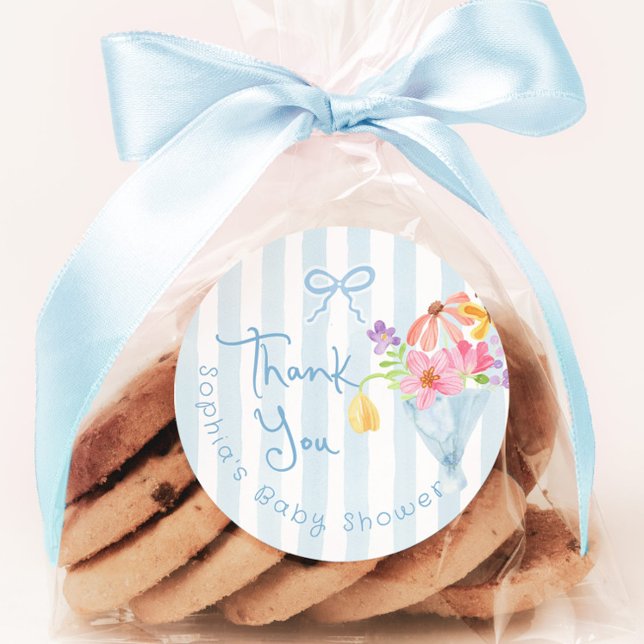 Pegatina Redonda Bebé en Bloom Blue Whimsical Tnank (Subido por el creador)