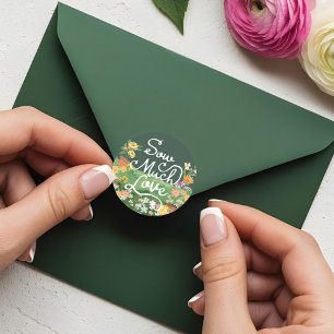 Pegatina Redonda Bebé en Bloom Floral Garden Greenhouse Baby Shower