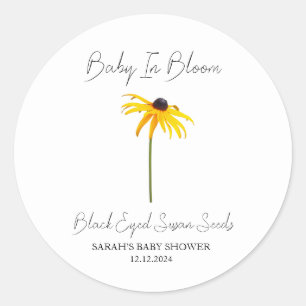 Pegatina Redonda Bebé en Bloom l Baby Shower de semillas de susán d