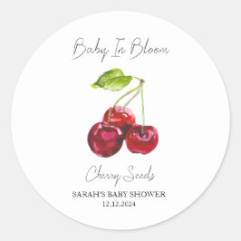 Pegatina Redonda Bebé en Bloom l Cherry Seed Baby Shower