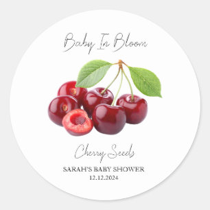 Pegatina Redonda Bebé en Bloom l Cherry Seed Baby Shower