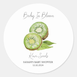 Pegatina Redonda Bebé en Bloom l Kiwi Semilla Baby Shower
