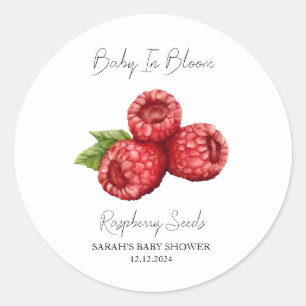 Pegatina Redonda Bebé en Bloom L Raspberry Semillas Baby Shower