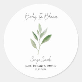 Pegatina Redonda Bebé en Bloom l Sage Semillas Baby Shower