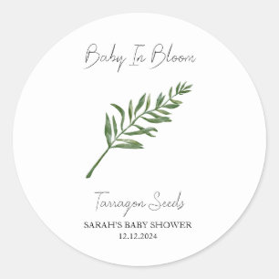 Pegatina Redonda Bebé en Bloom l Tarragon Semilla Baby Shower