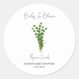 Pegatina Redonda Bebé en Bloom l Thyme Semillas Baby Shower