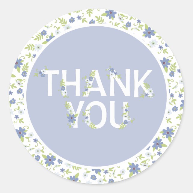 Pegatina Redonda Bebé en el niño de flores azules de invierno (Anverso)