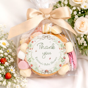 Pegatina Redonda Bebé en Flor Silvestre Baby Shower Agradecimiento