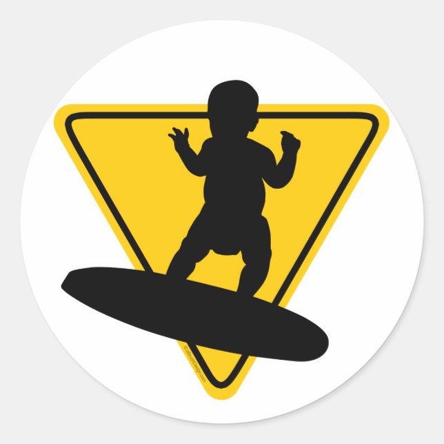 Pegatina Redonda Bebé en (Surf) Board (Anverso)
