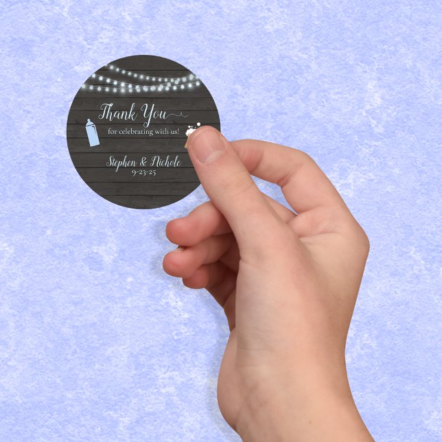 Pegatina Redonda Bebé está preparando Baby Shower azul Gracias (Subido por el creador)