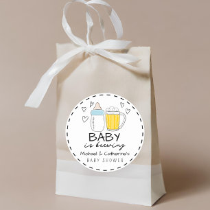 Pegatina Redonda Bebé está preparando Baby Shower de vidrio de cerv