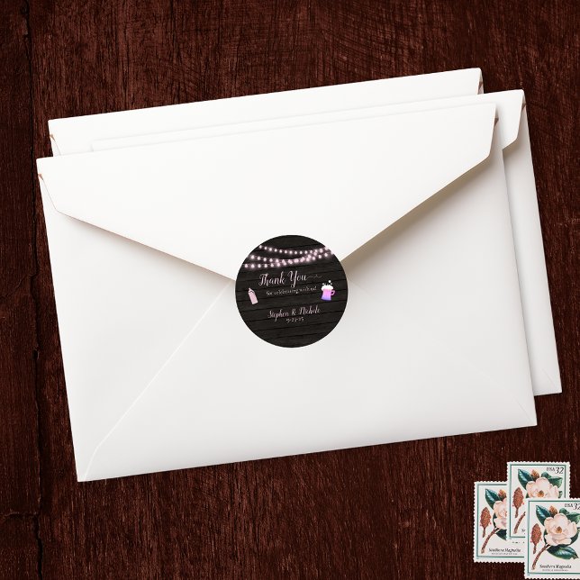 Pegatina Redonda Bebé está preparando Baby Shower rosado Gracias (Subido por el creador)