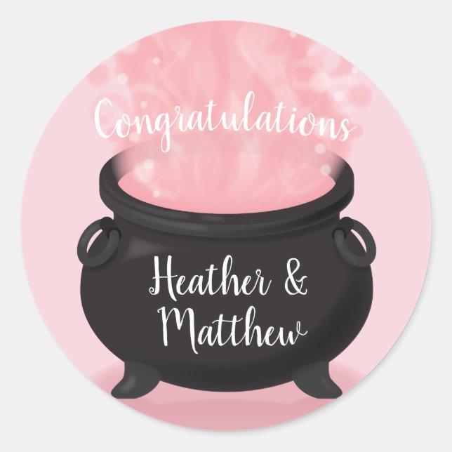 Pegatina Redonda Bebé está preparando ducha de brujas Chica rosa gó (Anverso)