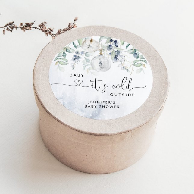 Pegatina Redonda Bebé, frío afuera de la ducha de bebé (Subido por el creador)