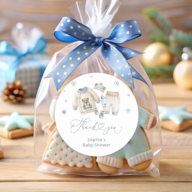 Pegatina Redonda Bebé, frío fuera de casa. Gracias Baby Shower. (Subido por el creador)