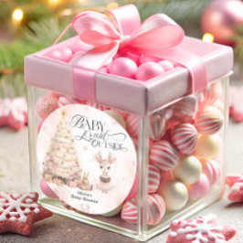 Pegatina Redonda Bebé, frío fuera del Baby Shower de los venados de