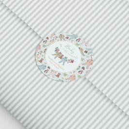 Pegatina Redonda Bebé, frío fuera del Baby Shower invernal