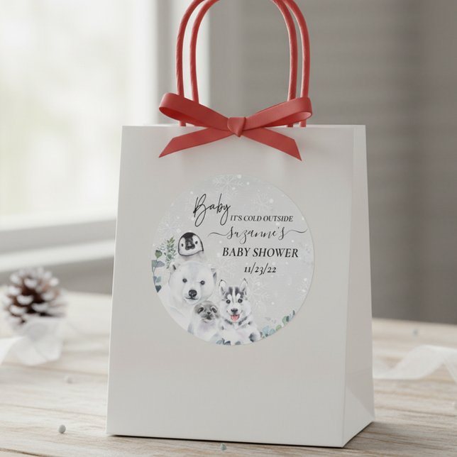 Pegatina Redonda Bebé, frío fuera del invierno de la ducha de anima (Subido por el creador)