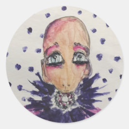 Pegatina Redonda Bebé glamuroso en violeta