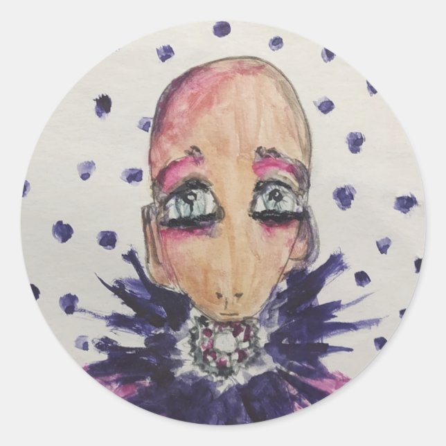 Pegatina Redonda Bebé glamuroso en violeta (Anverso)