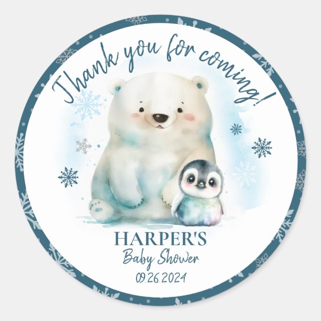 Pegatina Redonda Bebé hace frío afuera (Anverso)