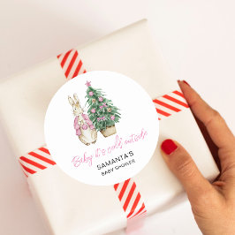 Pegatina Redonda Bebé, hace frío afuera