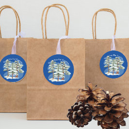 Pegatina Redonda Bebé, hace frío afuera azul real gracias