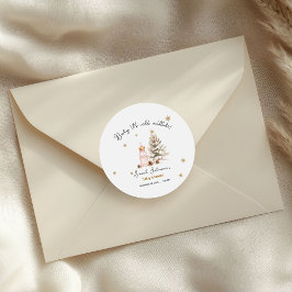 Pegatina Redonda Bebé, hace frío afuera de Winter Baby Shower