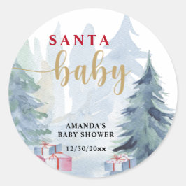 Pegatina Redonda Bebé hace frío afuera Santa baby shower