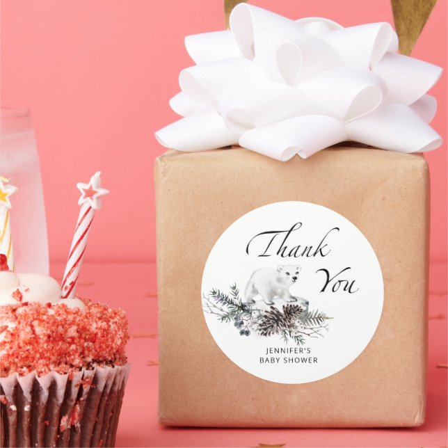 Pegatina Redonda Bebé, hace frío afuera todo el mundo gracias (Fiesta)