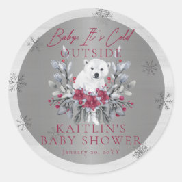 Pegatina Redonda Bebé, hace frío fuera de las clases de Baby Shower