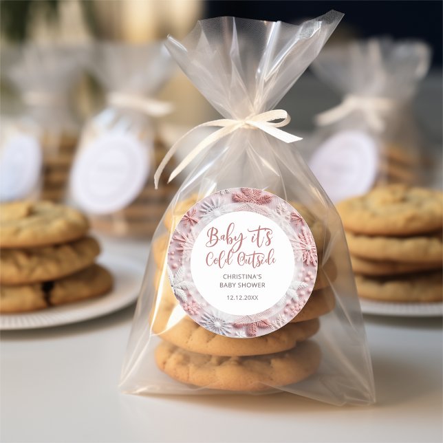 Pegatina Redonda Bebé, hace frío fuera del Baby Shower, Chica de co (Subido por el creador)