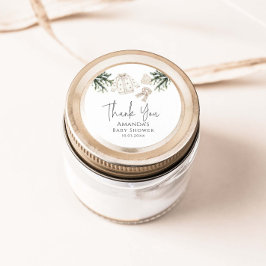 Pegatina Redonda Bebé, hace frío fuera del Baby Shower invernal