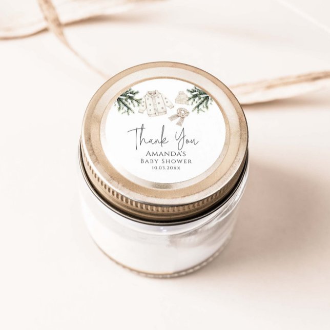 Pegatina Redonda Bebé, hace frío fuera del Baby Shower invernal (Subido por el creador)