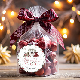 Pegatina Redonda Bebé, hace frío fuera del Baby Shower moderno