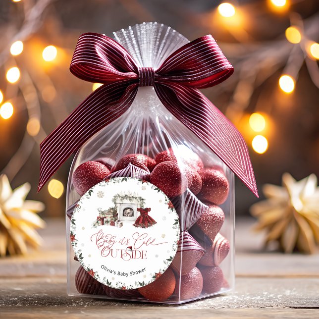 Pegatina Redonda Bebé, hace frío fuera del Baby Shower moderno (Subido por el creador)