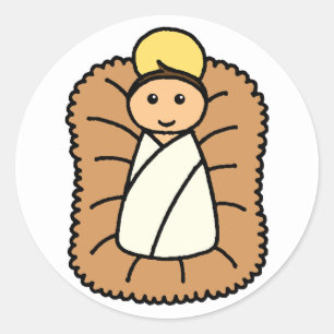 Pegatina Redonda Bebé Jesús